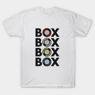 Box Box Box Box F1 Tyres Compound Design T-Shirt